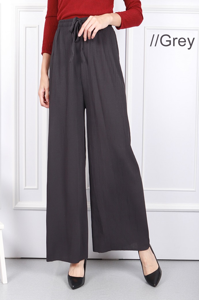 QA-592 PLEATED WIDE PANTS GREY