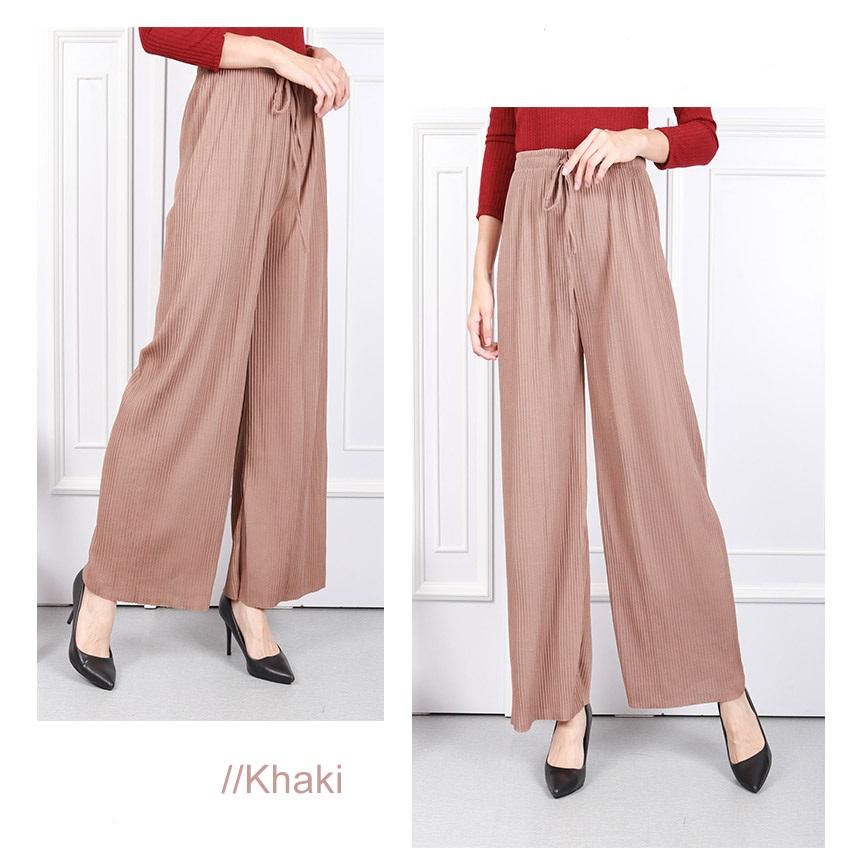 QA-592 PLEATED WIDE PANTS KHAKI