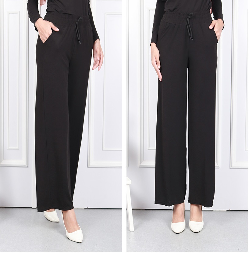 QA-593 SOLID WOMEN'S PANTS BLACK