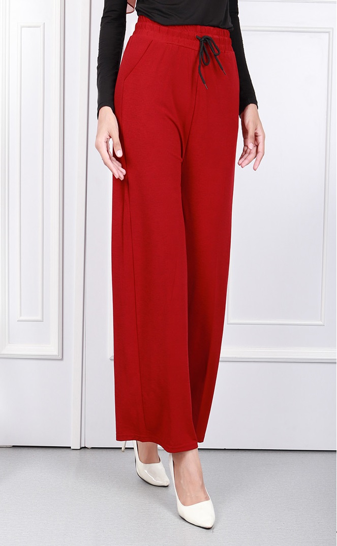 QA-593 SOLID WOMEN'S PANTS RED