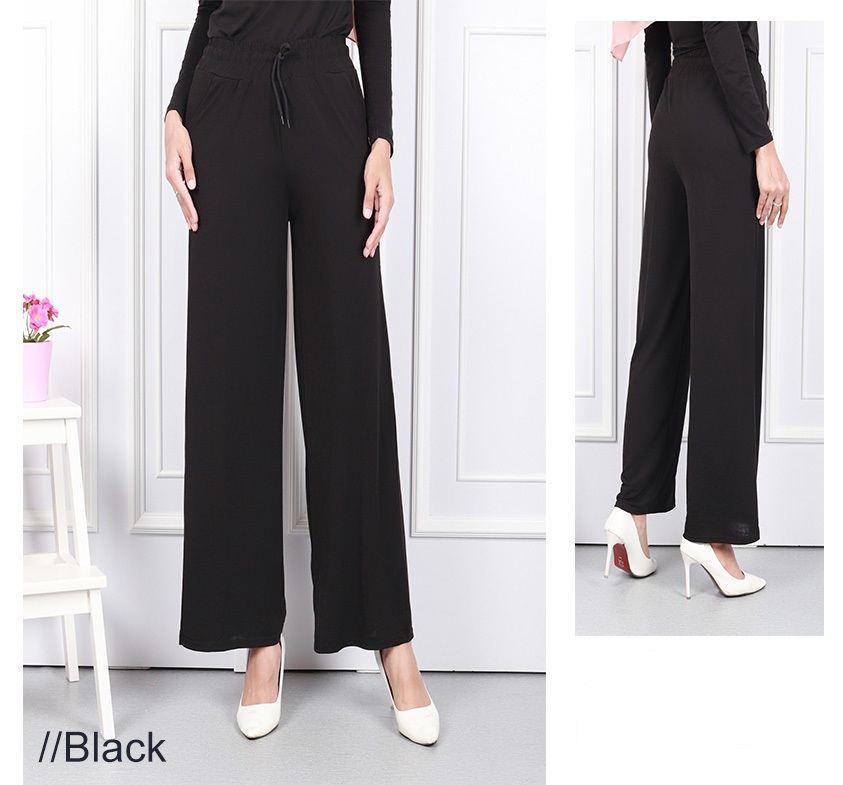 QA-593 SOLID WOMEN'S PANTS BLACK