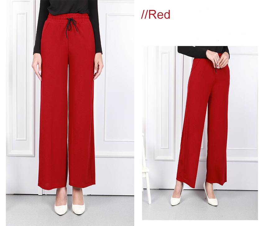 QA-593 SOLID WOMEN'S PANTS RED