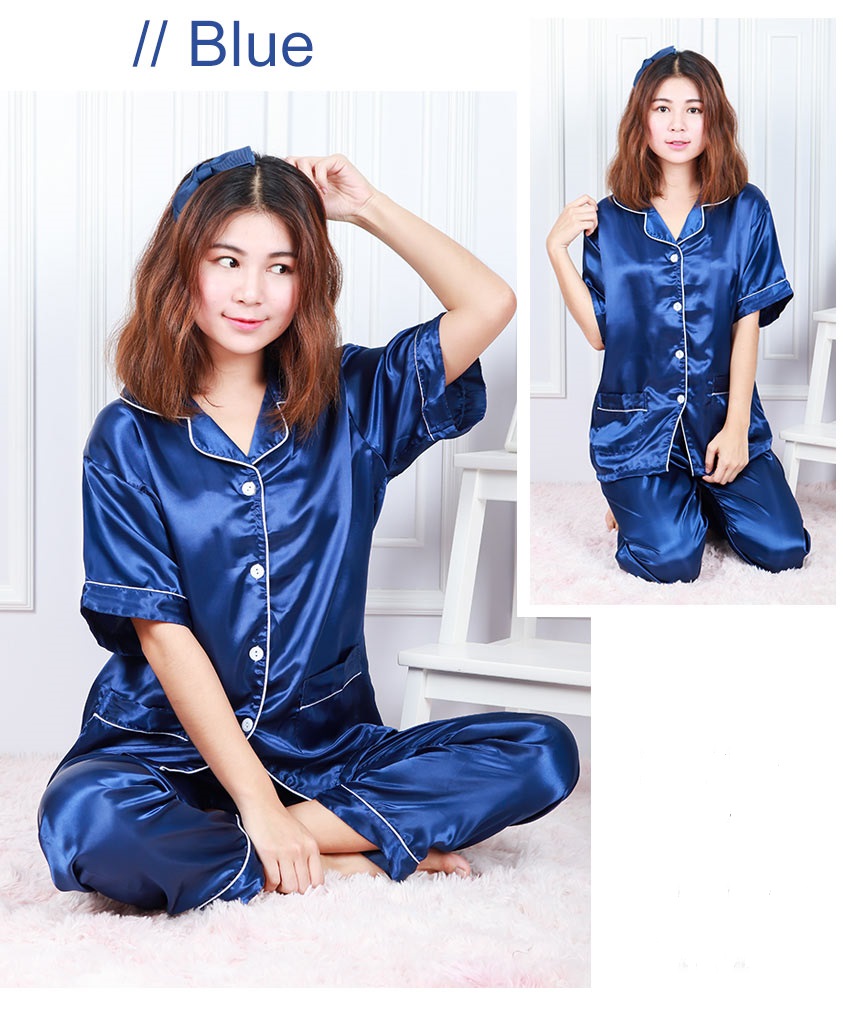 QA-595 SATIN NIGHT WEAR SET BLUE