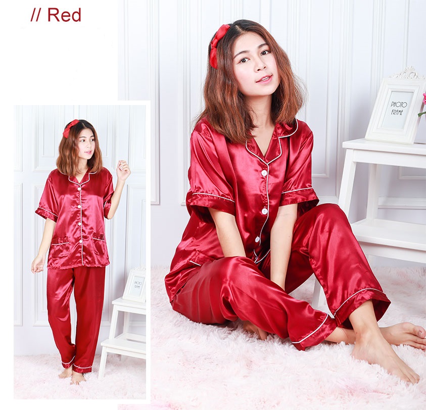 QA-595 SATIN NIGHT WEAR SET RED