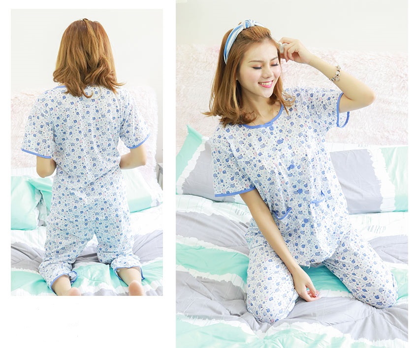 QA-597 PRINTED NIGHTWEAR SET BLUE