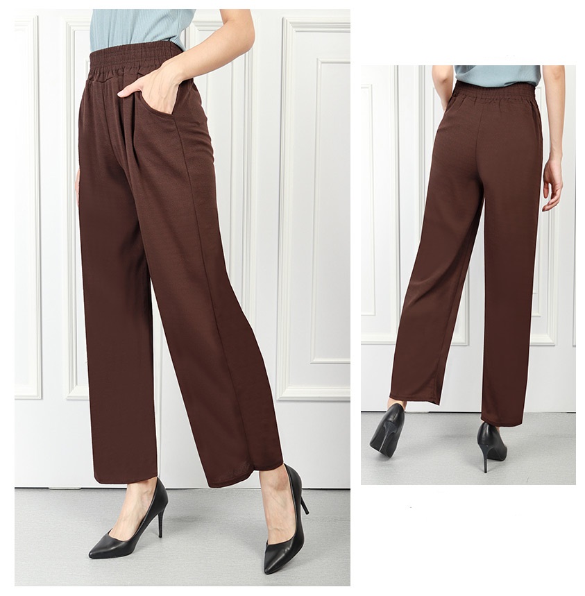 QA-598 STRAIGHT CUT PANTS BROWN