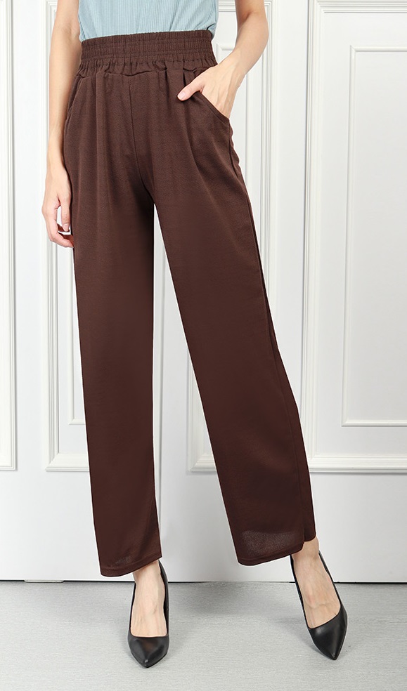 QA-598 STRAIGHT CUT PANTS BROWN