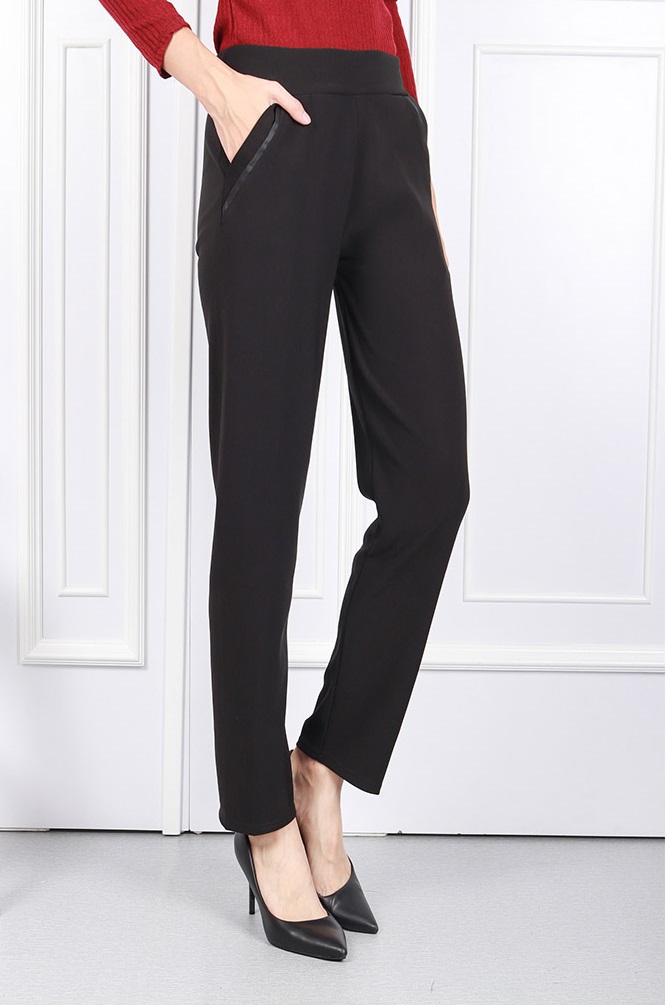 QA-599 ELASTIC FIT PANTS BLACK