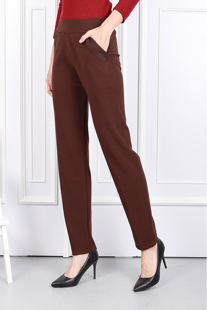 QA-599 ELASTIC FIT PANTS BROWN