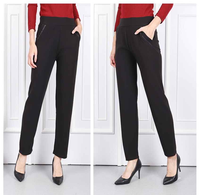 QA-599 ELASTIC FIT PANTS BLACK