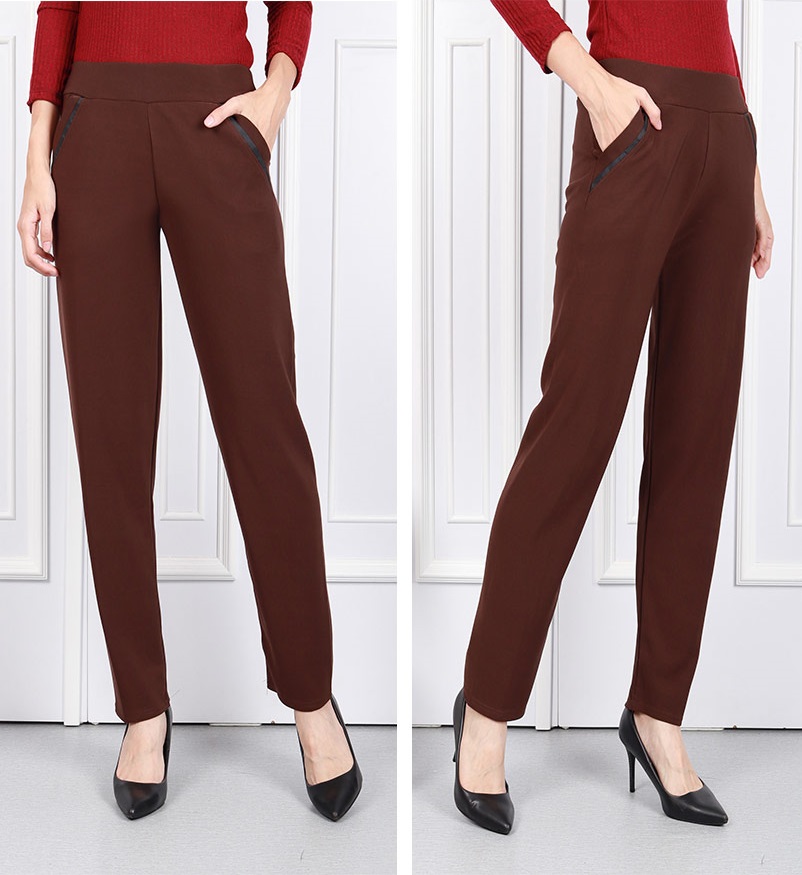 QA-599 ELASTIC FIT PANTS BROWN