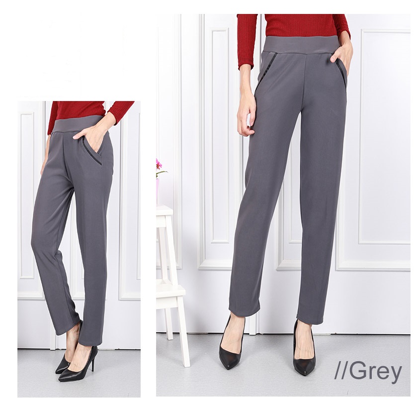 QA-599 ELASTIC FIT PANTS GREY