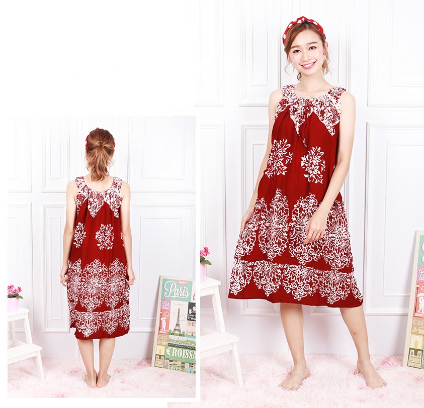 QA-605 Sleeveless Kaftan Sleeping Dress Maroon