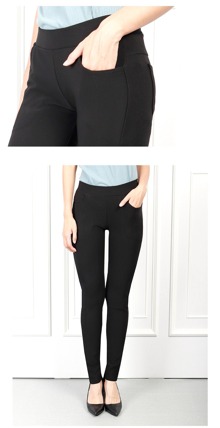 QA-609 WOMEN'S SKINNY PANTS BLACK