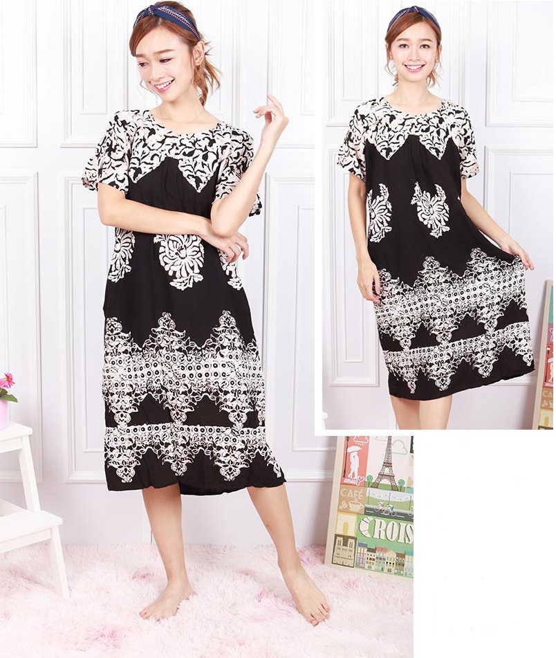 QA-613 WOMEN'S KAFTAN SLEEPING DRESS BLACK 