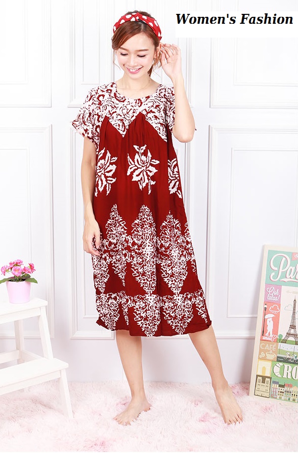 QA-613 WOMEN'S KAFTAN SLEEPING DRESS MAROON 