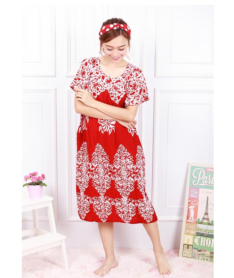 QA-613 WOMEN'S KAFTAN SLEEPING DRESS RED