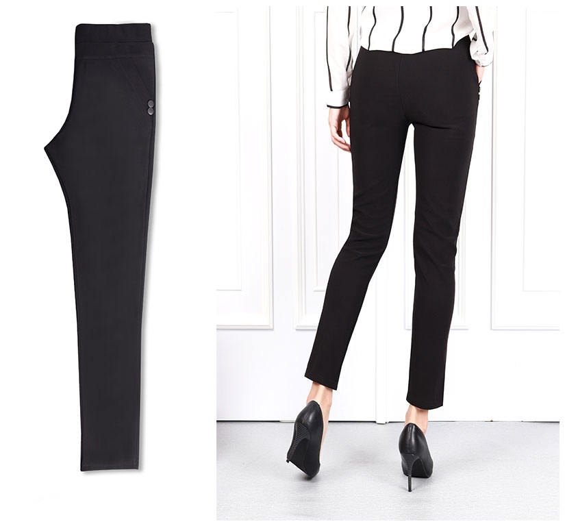 QA-614 SIDE BUTTON FORMAL PANTS BLACK