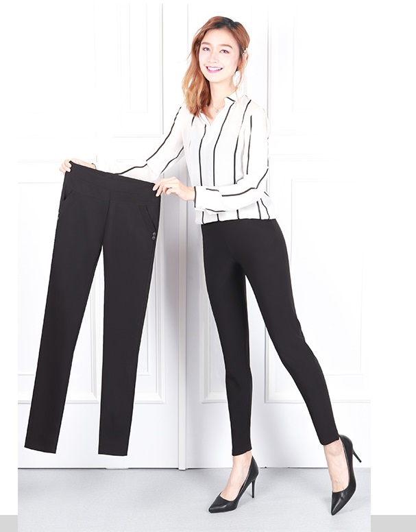 QA-615 BASIC ELASTIC PANTS BLACK