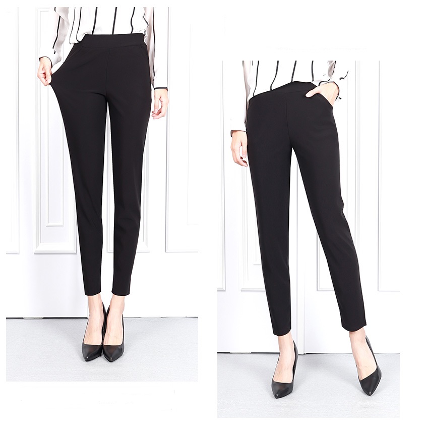 QA-615 BASIC ELASTIC PANTS BLACK