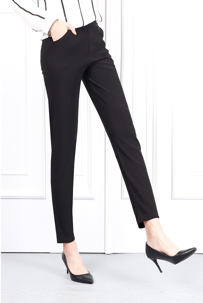 QA-615 BASIC ELASTIC PANTS BLACK