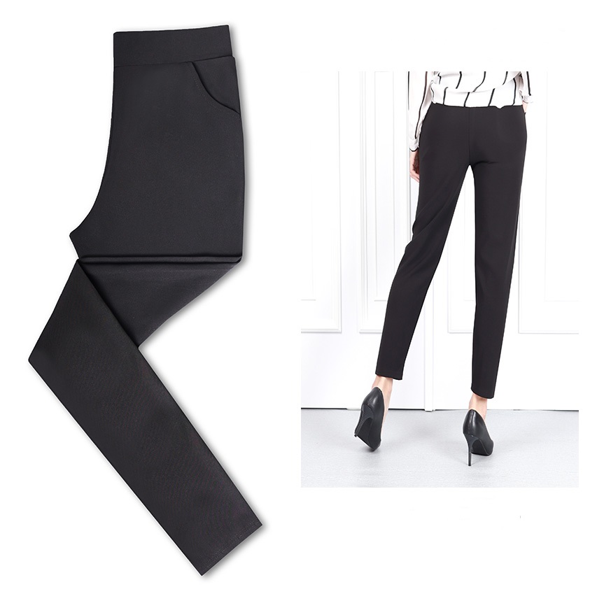 QA-615 BASIC ELASTIC PANTS BLACK