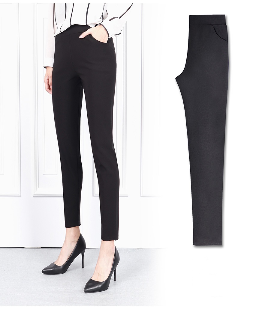 QA-615 BASIC ELASTIC PANTS BLACK