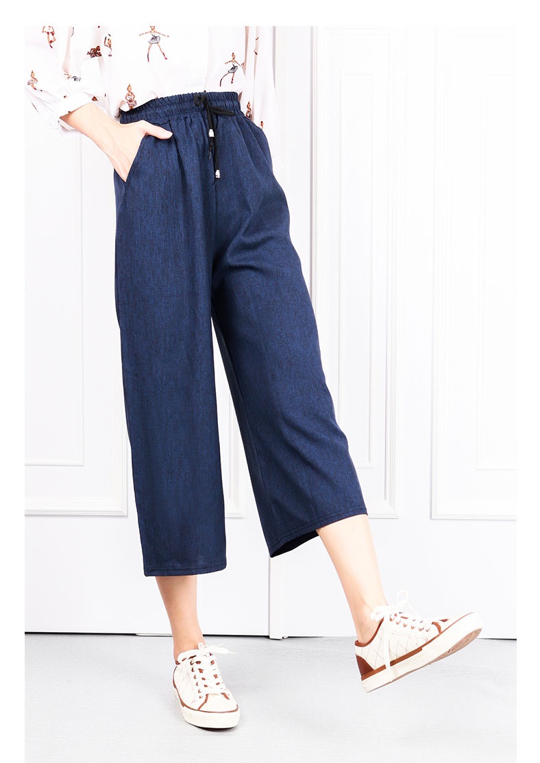 QA-623 WIDE LEG PALAZZO PANTS NAVY BLUE