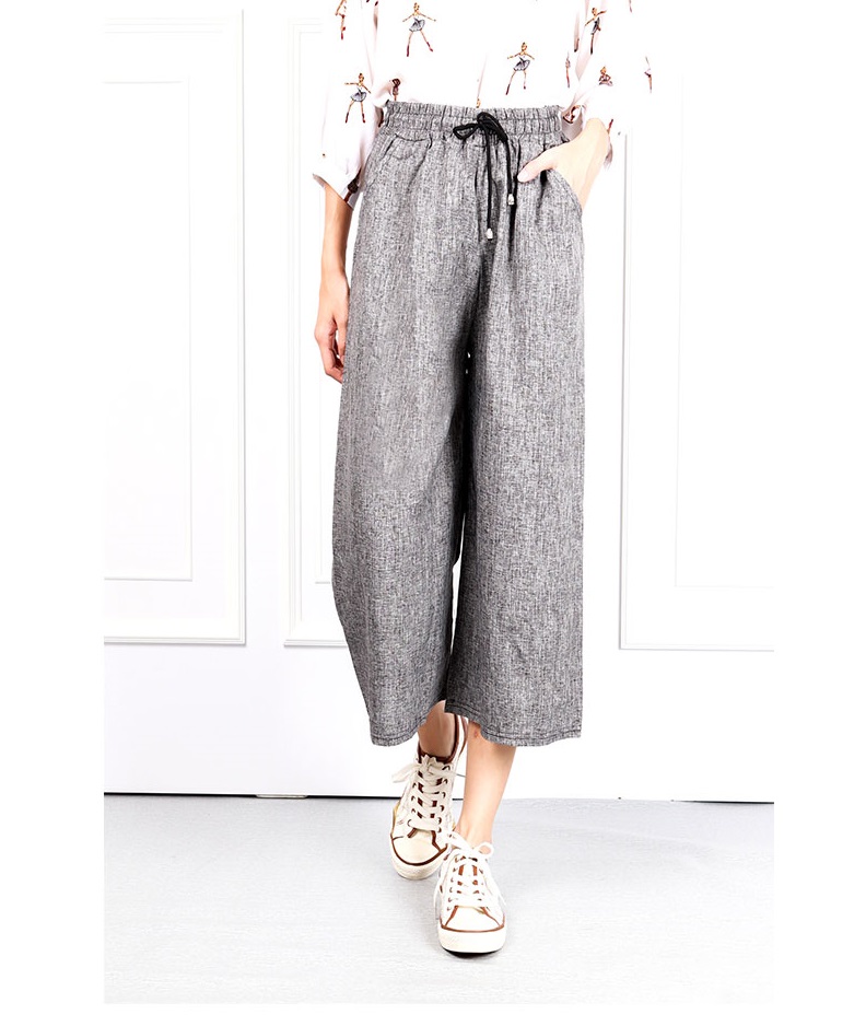 QA-623 WIDE LEG PALAZZO PANTS GREY