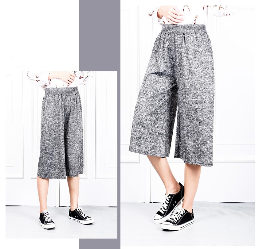 QA-624 WIDE LEG CASUAL PANTS GREY