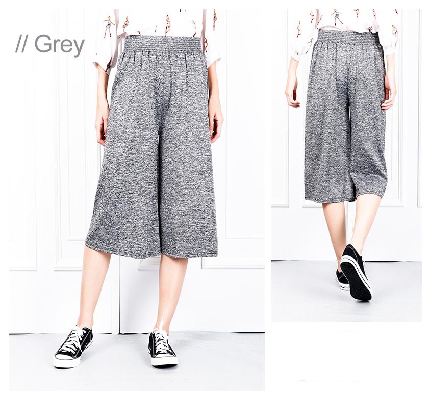 QA-624 WIDE LEG CASUAL PANTS GREY