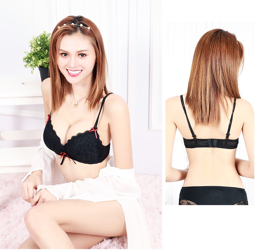 QA-628 LACE PUSH UP BRA BLACK