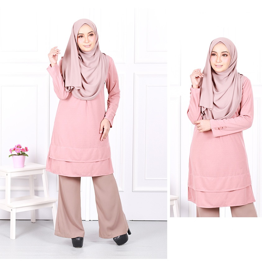 QA-630 FRONT ZIP JASMINE BLOUSE PINK