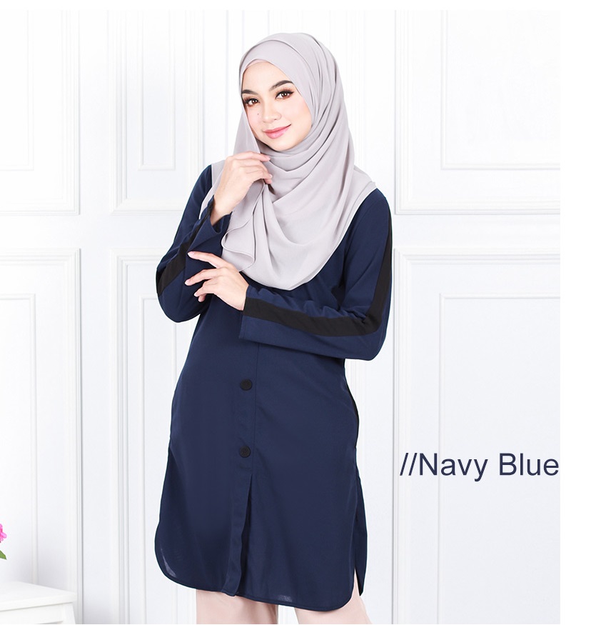 QA-631 MEENA TUNIC BLOUSE NAVY BLUE