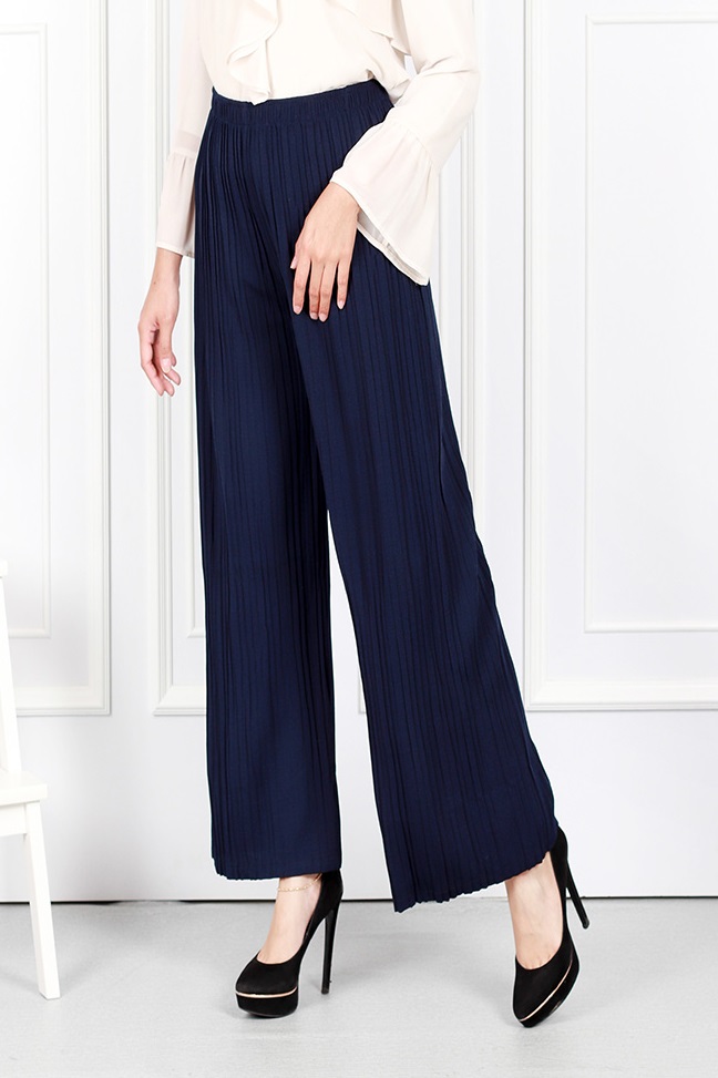 QA-635 ELASTIC CASUAL PANTS NAVY BLUE