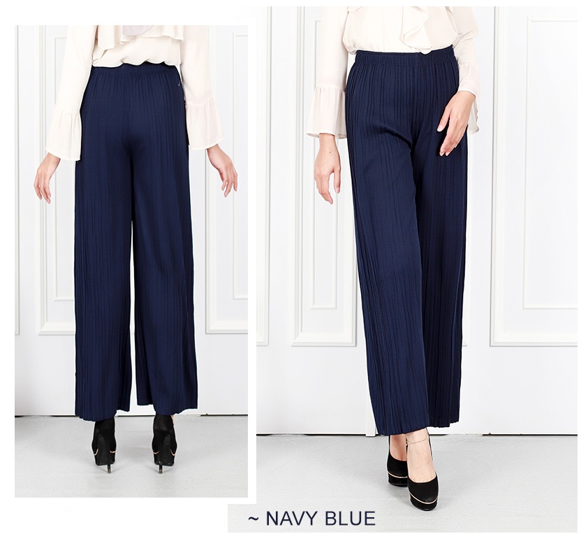 QA-635 ELASTIC CASUAL PANTS NAVY BLUE