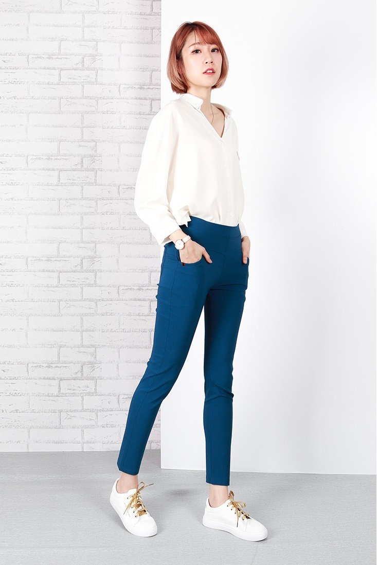 QA-636 STRETCHABLE PANTS BLUE