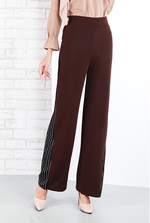 QA-642 SIDE SLITS PALAZZO BROWN