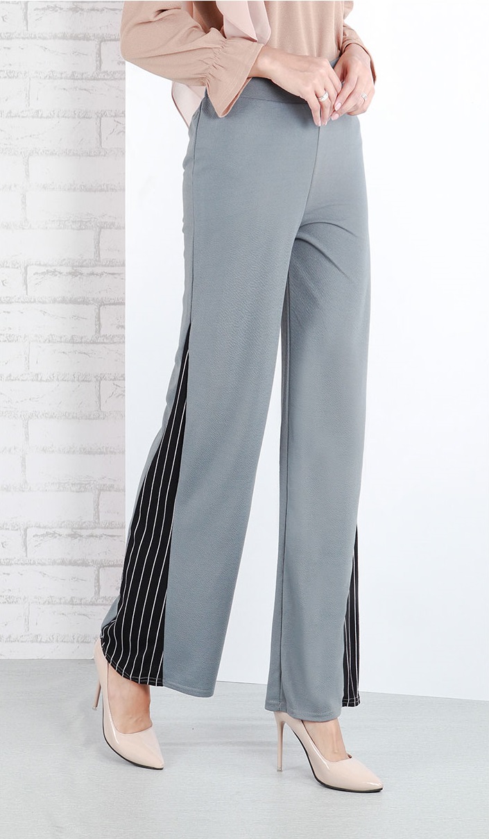 QA-642 SIDE SLITS PALAZZO GREY