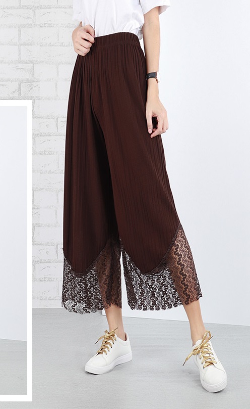 QA-644 WOMEN'S ELASTIC PALAZZO BROWN