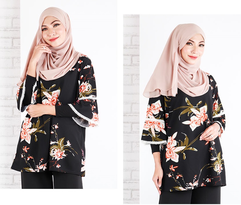 QA-648 FLORAL AMANDA BLOUSE PEACH FLORAL