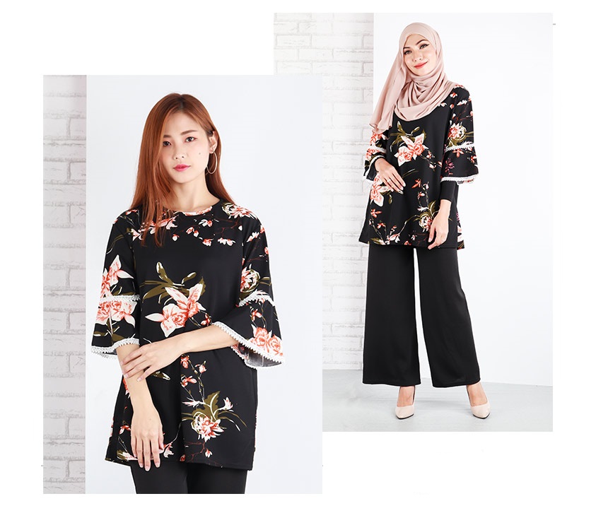 QA-648 FLORAL AMANDA BLOUSE PEACH FLORAL