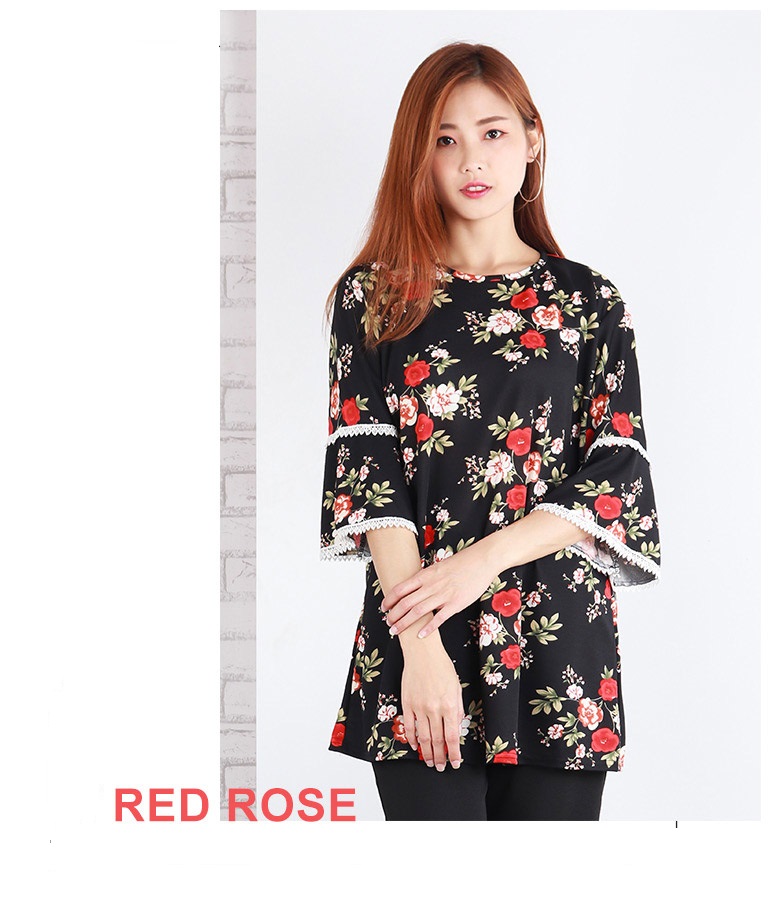 QA-648 FLORAL AMANDA BLOUSE RED ROSE