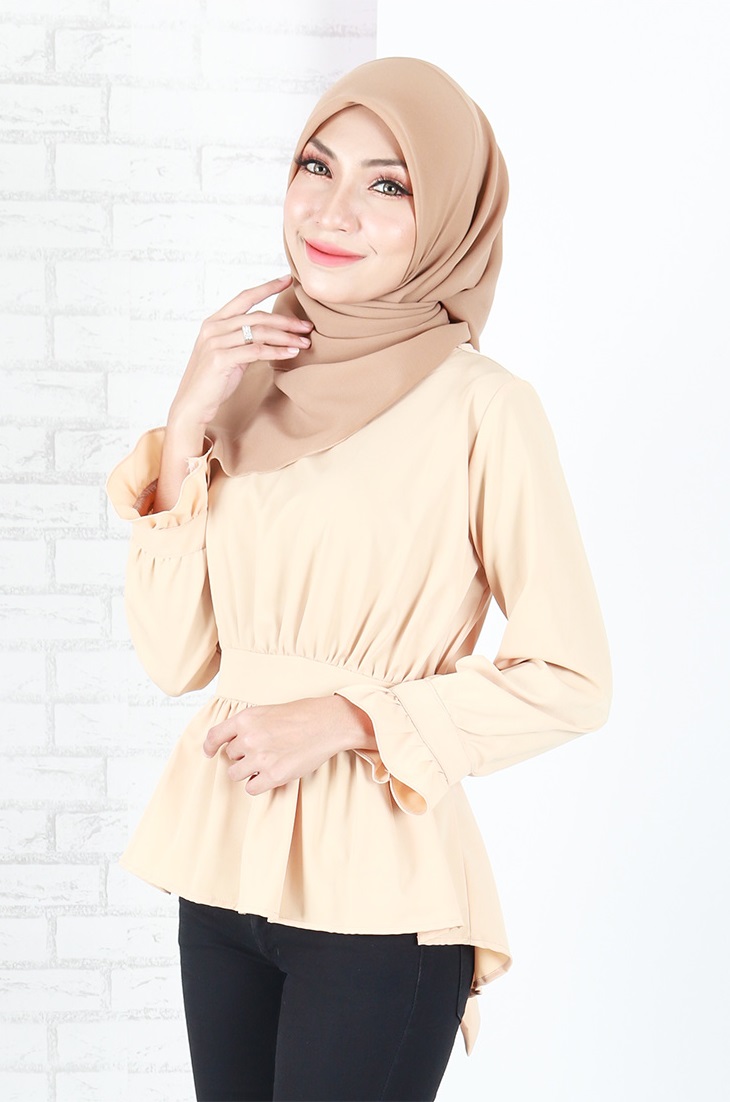 QA-653 BELLA  LONG SLEEVES BLOUSE CREAM