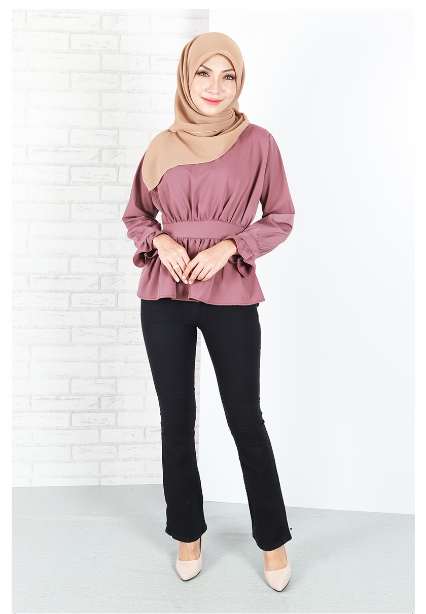 QA-653 BELLA LONG SLEEVES BLOUSE DUST PINK