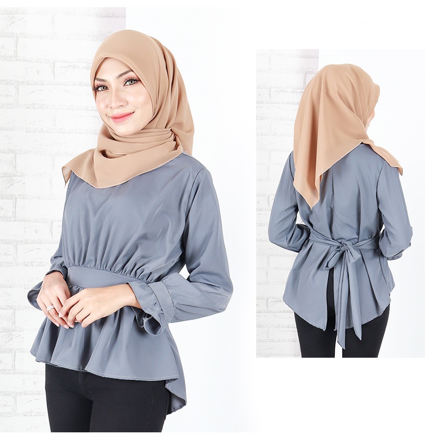 QA-653 BELLA LONG SLEEVES BLOUSE GREY