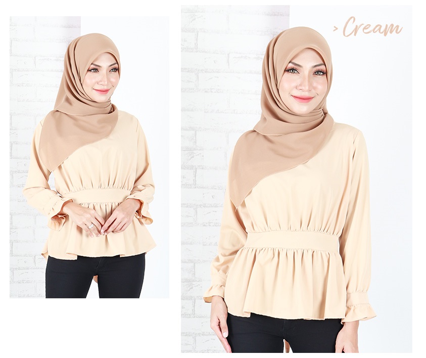 QA-653 BELLA  LONG SLEEVES BLOUSE CREAM