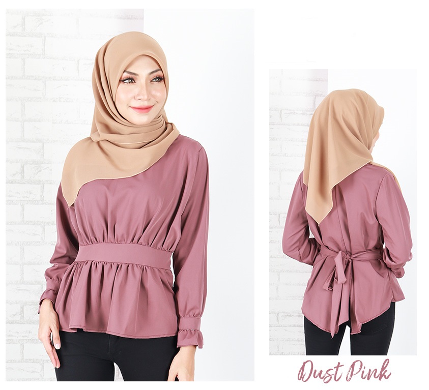 QA-653 BELLA LONG SLEEVES BLOUSE DUST PINK