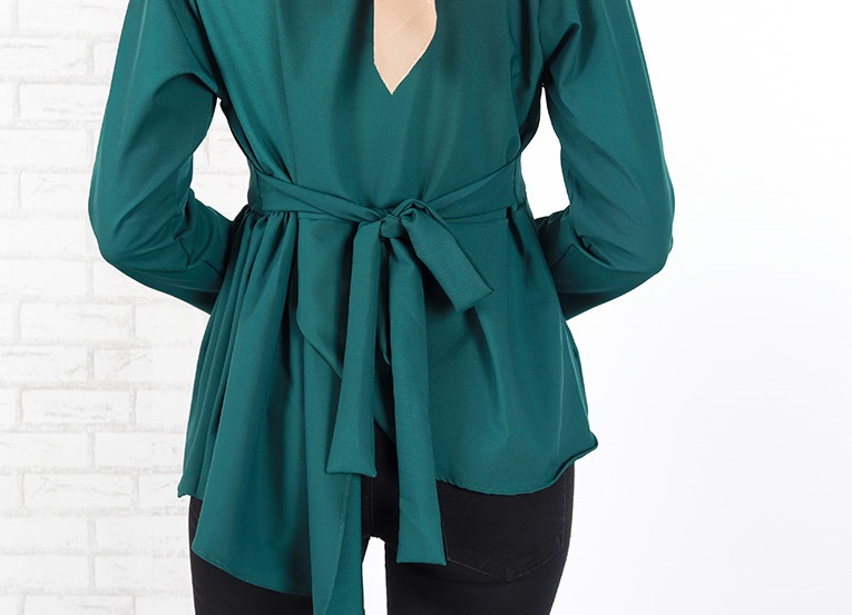 QA-655 LILY PEPLUM BLOUSE GREEN