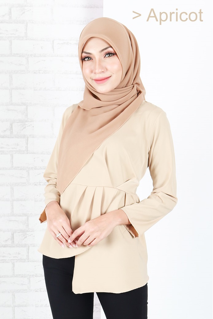 QA-655 LILY PEPLUM BLOUSE APRICOT